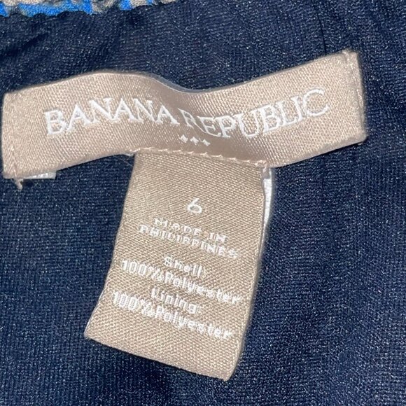 Banana Republic Blue Green Tan Patterned Spaghetti Strap Maxi Dress Size 6 - Picture 4 of 8